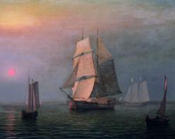 Fitz Henry Lane Shipping in DownEast Waters, 1854 oil on canvas, 17 3/4 x 29 3/4 inches Farnsworth Art Museum, Museum purchase, 1960.1172